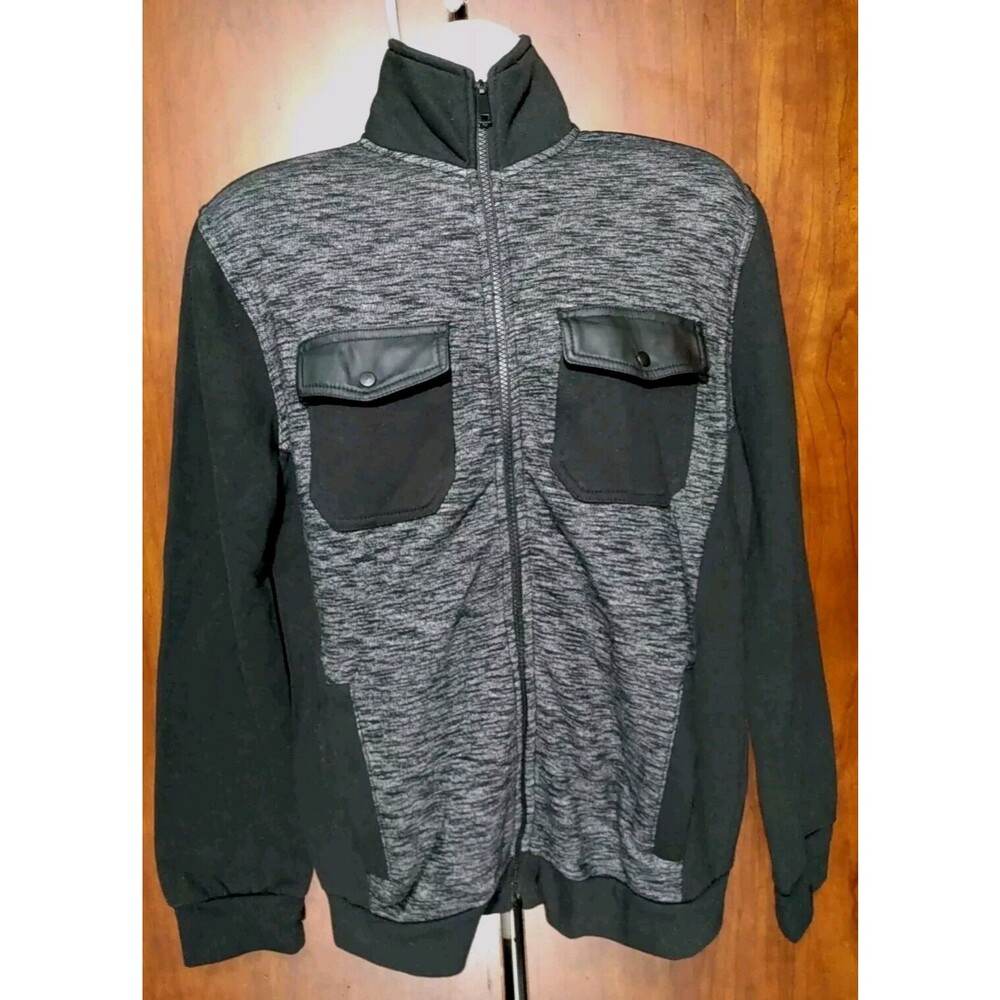 truth substance common sense Men Grey Black Colorblock Full Zip Sweater Size‎ M